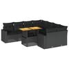 vidaXL 9-tlg. Garten-Sofagarnitur mit Kissen Schwarz Poly Rattan
