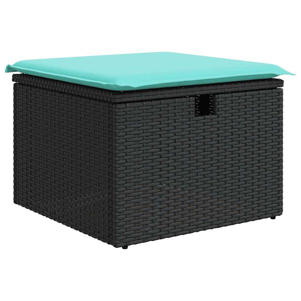 vidaXL 7-tlg. Garten-Sofagarnitur mit Kissen Schwarz Poly Rattan