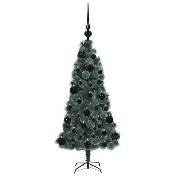 vidaXL Künstlicher vorbeleuchteter Weihnachtsbaum mit Kugelset 120 cm
