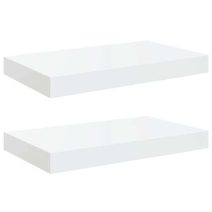 vidaXL Schweberegale 2 Stk. Hochglanz-Wei&szlig; 40x23,5x3,8 cm MDF
