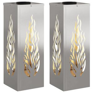 vidaXL Solar LED Weg Licht 2 stk. Warmes Wei&szlig; 18 x 18 x 50 cm