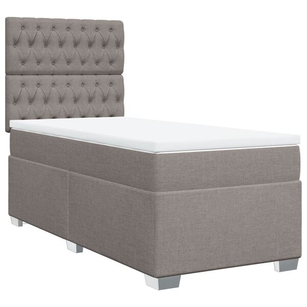 vidaXL Boxspringbett mit Matratze Taupe 90x200 cm Stoff