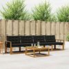 vidaXL Outdoor-Sofagarnitur mit Kissen 5 pcs Nat&uuml;rlich und Schwarz