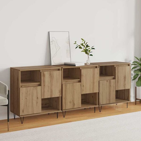 vidaXL Sideboard 3 pcs Artisan-Eiche 60 x 35 x 70 cm
