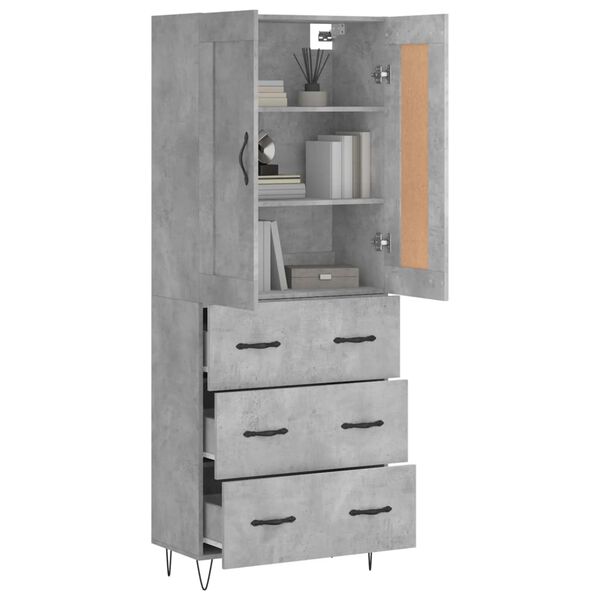 vidaXL Highboard Betongrau 69,5x34x180 cm Holzwerkstoff