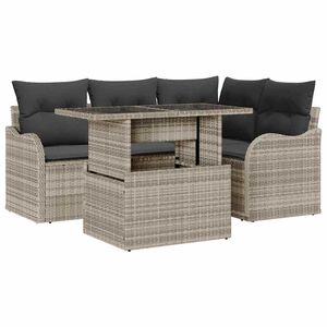 vidaXL Gartensofa-set 5 stk. Hellgrau Poly Rattan