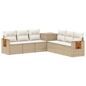 vidaXL Sofa Set 7 stk. Beige und Cremewei&szlig; Polyrattan und Stahl