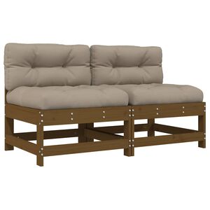 vidaXL Mittelsofas mit Kissen 2 Stk. Honigbraun Massivholz Kiefer