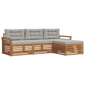 vidaXL Outdoor-Sofagarnitur Nat&uuml;rlich und Hellgrau 254 x 162,5 x 73 cm