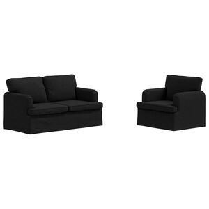 vidaXL Sofa Set 2 stk. Schwarz Stoff