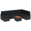 vidaXL Gartensofa-set mit Kissen 9 pcs Schwarz Poly-Rattan