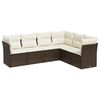 vidaXL 6-tlg. Garten-Sofagarnitur mit Kissen Braun Poly Rattan