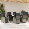 vidaXL Garten Essgruppe mit Kissen 7 pcs Grau Poly-Rattan