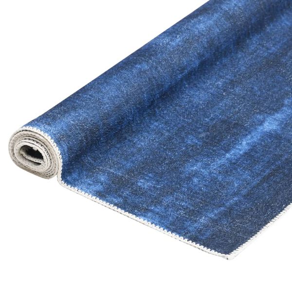 vidaXL Teppich Waschbar Faltbar Marineblau 200x300 cm Polyester