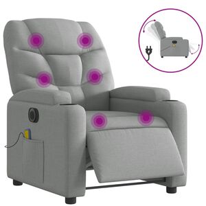 vidaXL Massagesessel Elektrisch Hellgrau Stoff