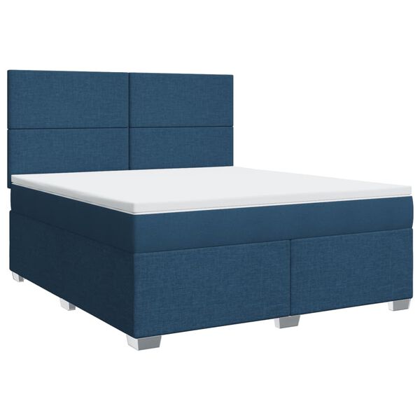 vidaXL Boxspringbett mit Matratze Blau 180x200 cm Stoff