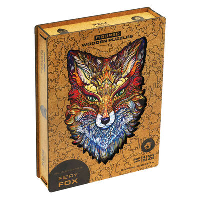 UNIDRAGON 308-tlg. Holzpuzzle Fiery Fox King Size 27x40 cm