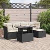vidaXL 6-tlg. Garten-Sofagarnitur mit Kissen Schwarz Poly Rattan