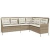 vidaXL Gartensofa in L-Form mit Kissen Beige Poly Rattan