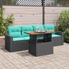 vidaXL 5-tlg. Garten-Sofagarnitur mit Kissen Schwarz Poly Rattan