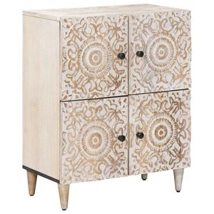 vidaXL Sideboard mit Speicher Wei&szlig; 60 x 33,5 x 75 cm Massivholz Mango
