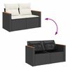 vidaXL Garten-Sofa-Set mit Kissen mit Speicher Schwarz Poly Rattan