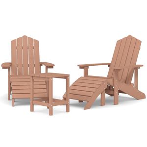 vidaXL Adirondack-Gartenst&uuml;hle mit Hocker & Tisch HDPE Braun