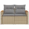 vidaXL Gartensofa mit Kissen 2-Sitzer Beige Poly Rattan