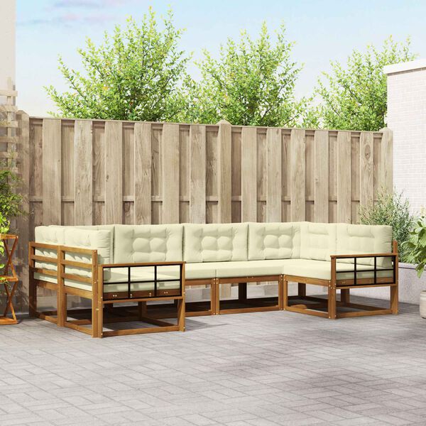 vidaXL Outdoor-Sofagarnitur mit Kissen 6 pcs Natur und Creme