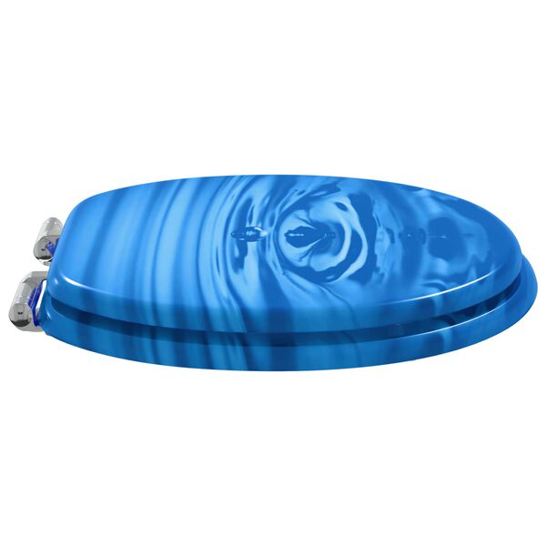 vidaXL Toilettensitze Soft-Close-Deckel 2 Stk. MDF Blau Wassertropfen