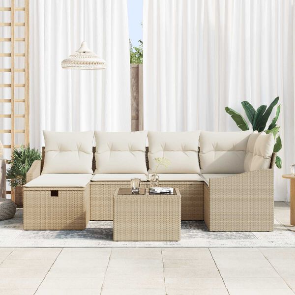 vidaXL Sofa Set mit Kissen 6 pcs Poly-Rattan