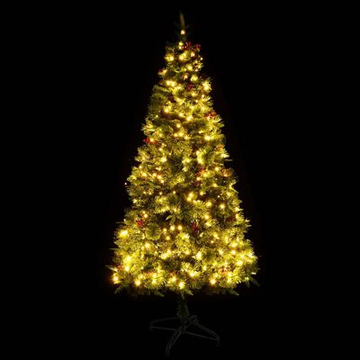 vidaXL Weihnachtsbaum mit Beleuchtung und Kiefernzapfen Grün 195 cm