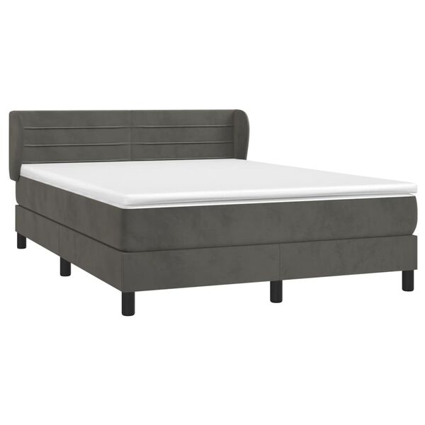 vidaXL Boxspringbett mit Matratze Dunkelgrau 180x200 cm Samt