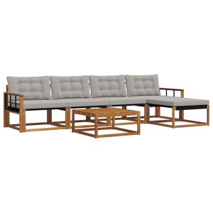 vidaXL Outdoor-Sofagarnitur mit Kissen 6 pcs Nat&uuml;rlich und Hellgrau