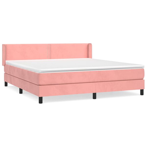 vidaXL Boxspringbett mit Matratze Rosa 160x200 cm Samt