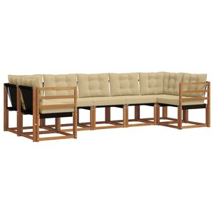 vidaXL Outdoor-Sofagarnitur mit Kissen 7 pcs Natur und Beige