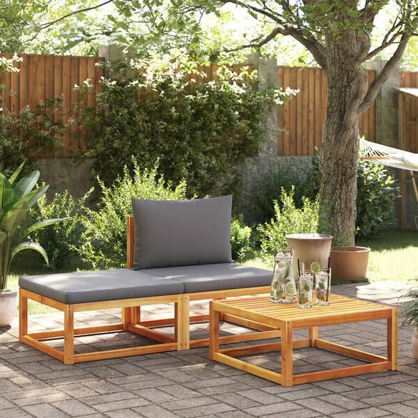 vidaXL 3-tlg. Gartensofa-Set mit Kissen Holz Akazie & Seil