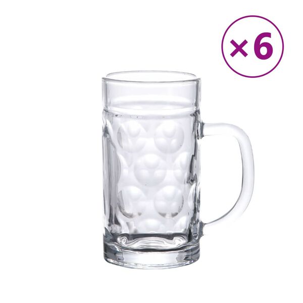 vidaXL Bierkr&uuml;ge mit Henkel Glas 6 Stk. 500 ml