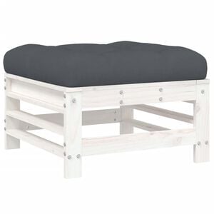 vidaXL Gartenhocker mit Kissen Wei&szlig; Massivholz Kiefer