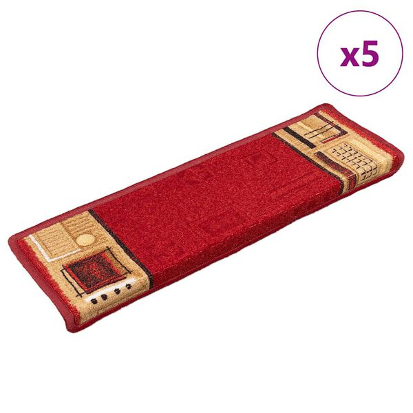 vidaXL Stufenmatten Selbstklebend 5 Stk. 65x21x4 cm Rot
