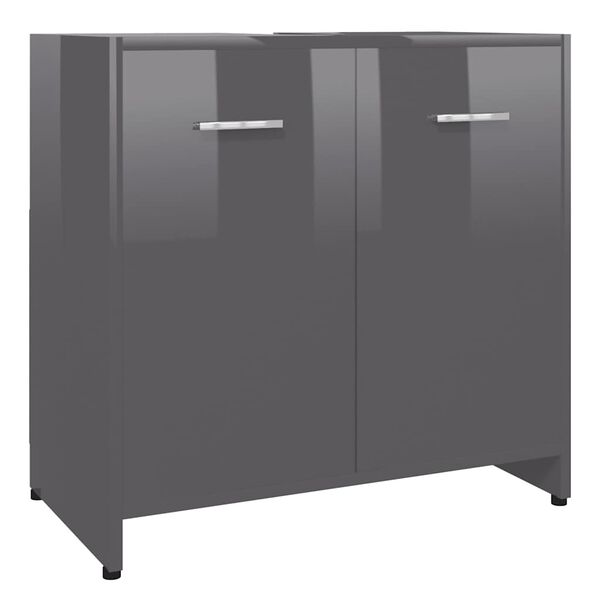 vidaXL Badezimmerschrank Hochglanz-Grau 60x33x61 cm Holzwerkstoff