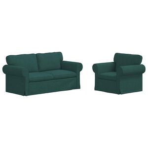 vidaXL Sofa 2 pcs Dunkelgr&uuml;n 175 x 82 x 80 cm Stoff