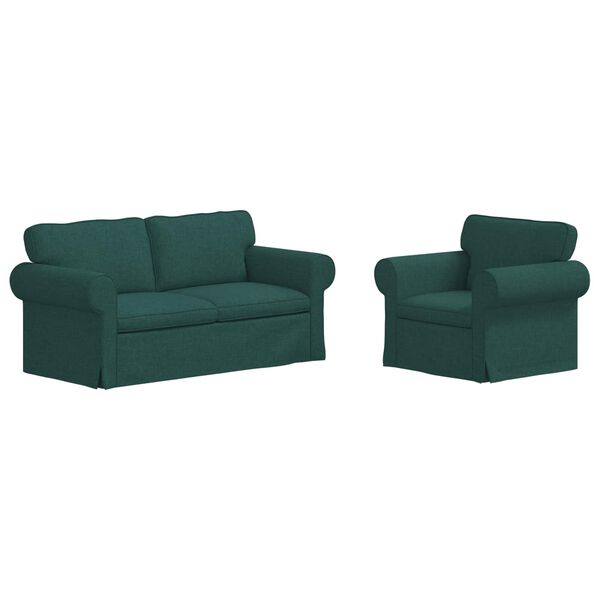 vidaXL Sofa 2 pcs Dunkelgr&uuml;n 175 x 82 x 80 cm Stoff