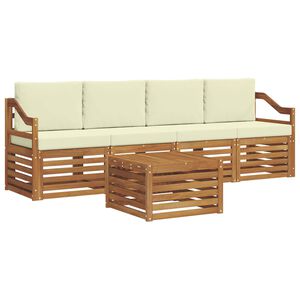 vidaXL Outdoor-Sofagarnitur 5 pcs Natur und Creme Massivholz Akazie