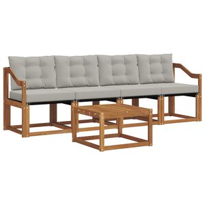 vidaXL Outdoor-Sofagarnitur mit Kissen 5 pcs Nat&uuml;rlich und Hellgrau