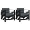 vidaXL Gartenst&uuml;hle mit Kissen 2 Stk. Schwarz Massivholz Kiefer