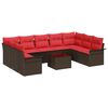 vidaXL Garten-Sofa-Set mit Kissen 10 pcs Braun Poly Rattan