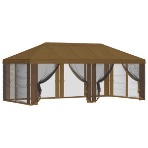 vidaXL Pavillon Dach mit Seitenw&auml;nden Taupe 600,5 x 300,5 cm Polyester