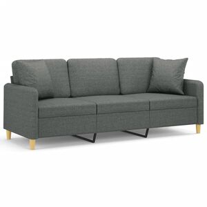 vidaXL 3-Sitzer-Sofa mit Zierkissen Dunkelgrau 180 cm Stoff