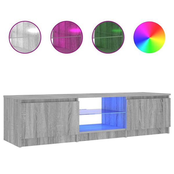 vidaXL TV-Schrank mit LED-Leuchten Grau Sonoma 140x40x36 cm